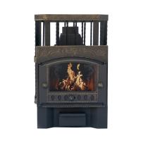 Печь банная чугунная "СИБИРЬ-24" Каминная дверка «Сибирь» (кованная сетка)