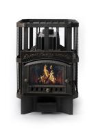 Печь банная чугунная "СИБИРЬ-32" Каминная дверка «Сибирь» (кованная сетка)