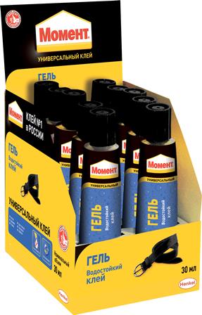 Клей "Момент Гель" в шоубоксе,30мл (Россия) (не морозостойкий, t режим в описании)