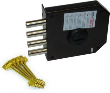 Замок накладной "БАЗАЛЬТ" (1.05.51.МА) никель, сувальдный-4 стержня д=14мм "Эльбор"